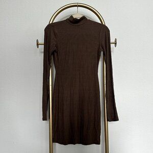 Skims Ribbed Turtle Neck Mini Dress